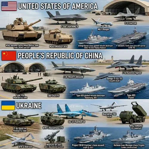 US, China & Ukraine Military Equipment Showcase