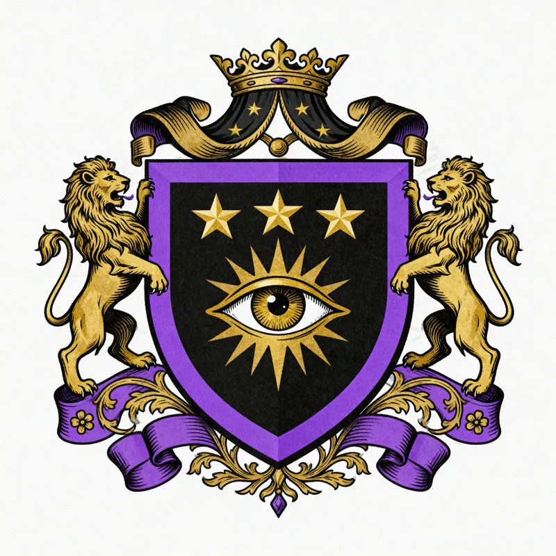 Noble Family Crest with Lions and Heraldic Designs