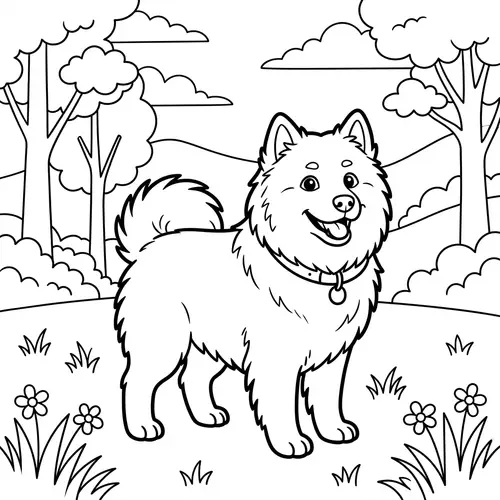Samoyed Dog Coloring Page for Kids