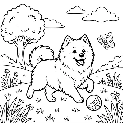 Cute Samoyed Dog for Kids' Coloring Book