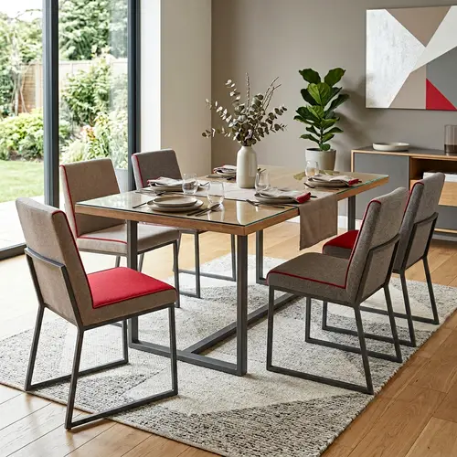 Modern 4 Seater Rectangular Dining Table with Chairs | Sleek Design
