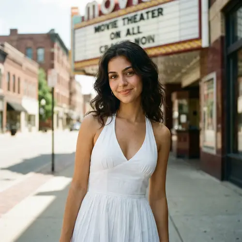 2000s Era Model in Iconic White Dress like 1950s Hollywood Actress