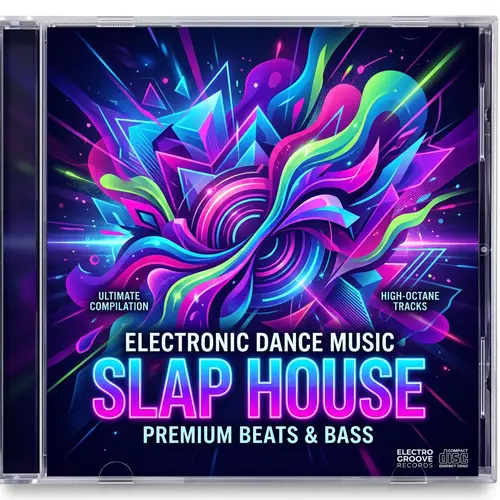 Vibrant Slap House CD Cover Design | Energetic Abstract Shapes