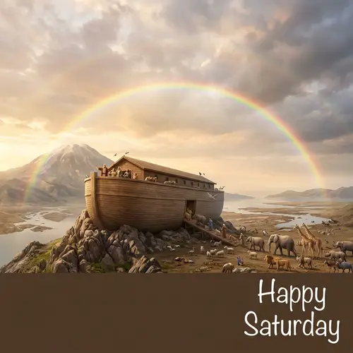 Happy Saturday: Noah Reaches Mount Ararat with the Ark