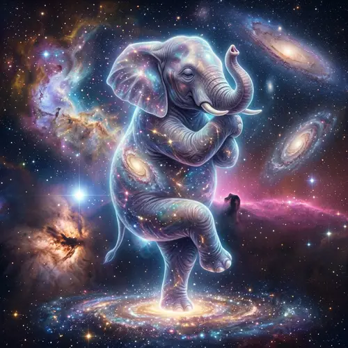 Elephant Yogi Garudasana Pose in Space | Cosmic Yoga Art