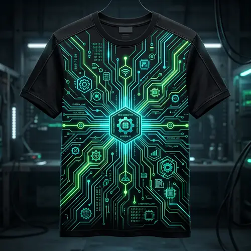 Futuristic Cybernetic T-Shirt Design