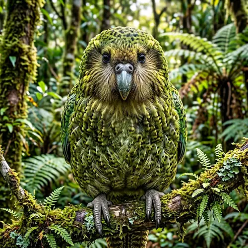 Stunning Kakapo Illustration in New Zealand Forest