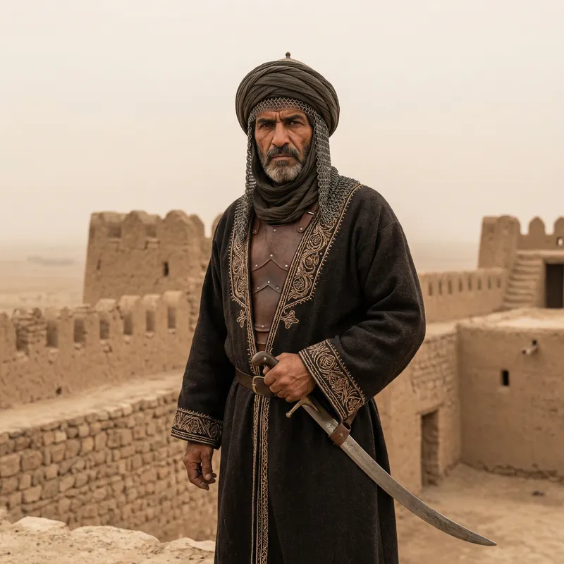 Salahaddin in Traditional Attire at Ancient Castle