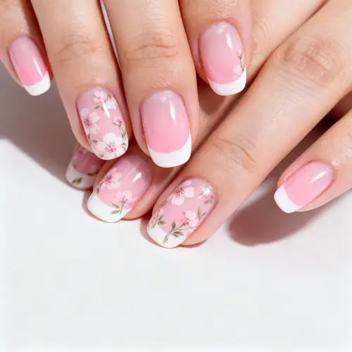 Cute Pink French Nails with Ainara Design