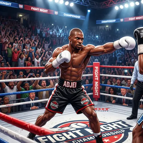 Muscular Fighter in White Boxing Gloves - Animation