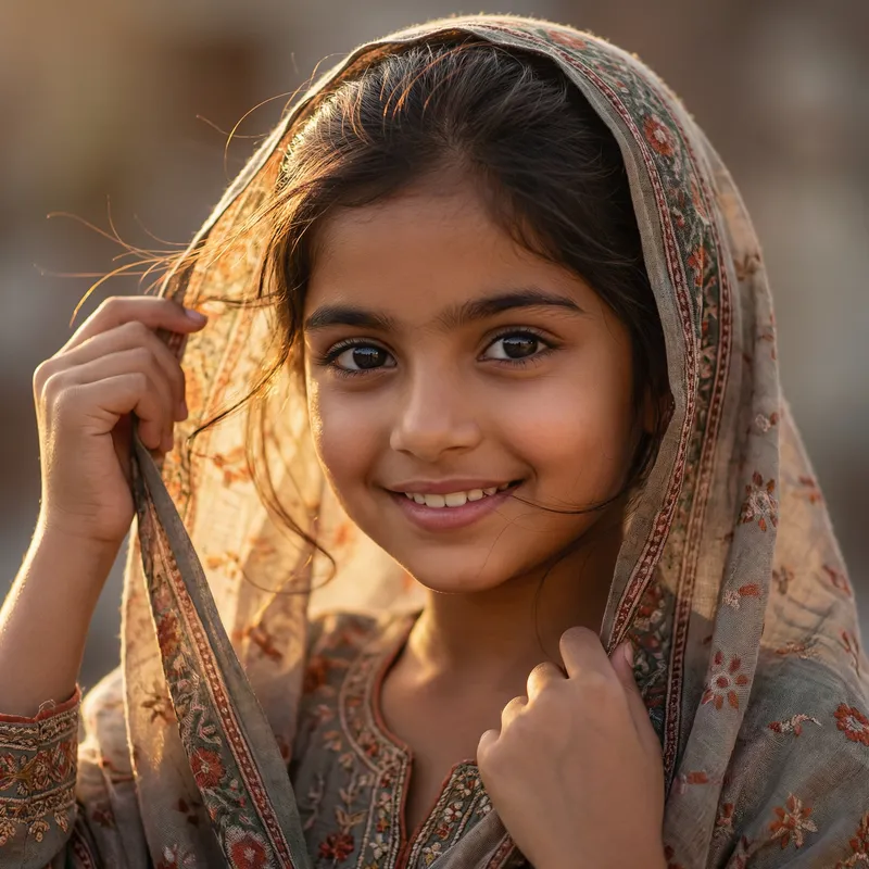 Detailed South Asian Girl Avatar with Radiant Face and Expressive Eyes