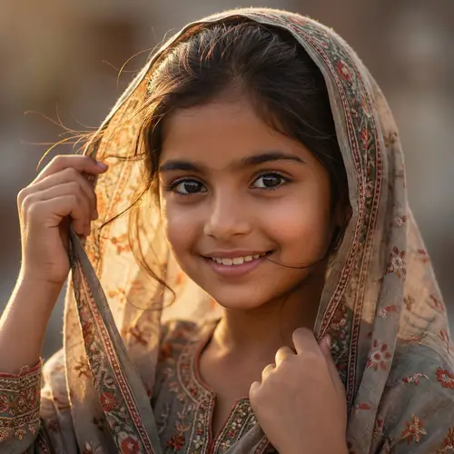 Radiant South Asian Girl Avatar with Beautiful Face and Expressive Eyes