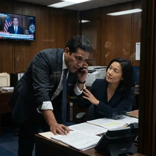 Political Drama Thriller: Hispanic Male and Asian Woman in Intrigue