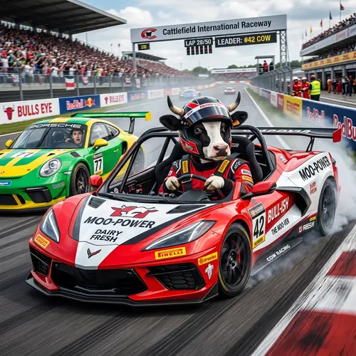 Funny Racing Game with a Cow Driver