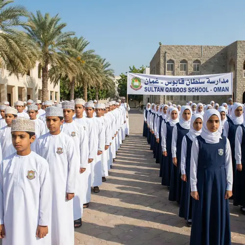 Omani Students in Traditional School Uniforms