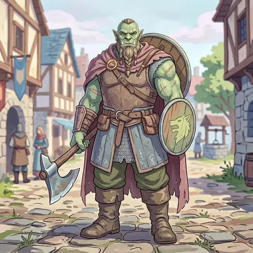 Medieval Orc Lineless Art in Pastel Colors