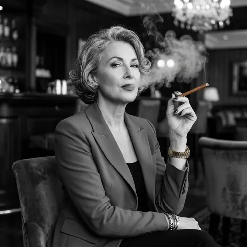 Glamour Mature Women Smoking Fashionably