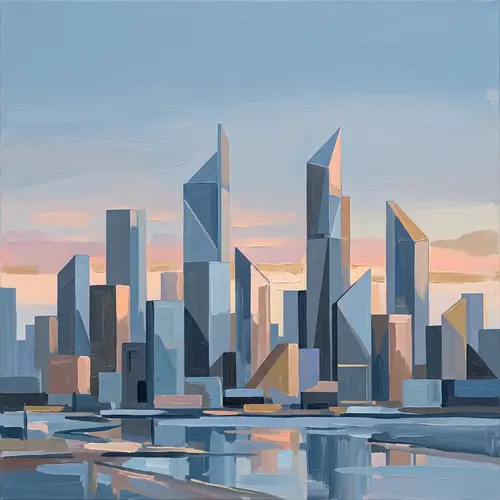 Minimalist Cityscape Painting | Urban Skyline Art