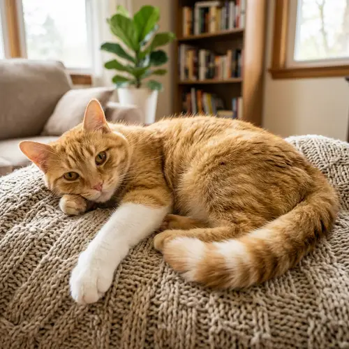 Friendly Yellow Cat with White Leg - Unique and Eye-Catching