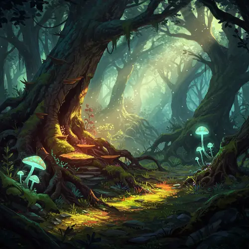 Saturated Fantasy Forest Digital Art