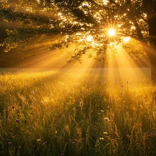 Warm Golden Radiance of Sun Rays
