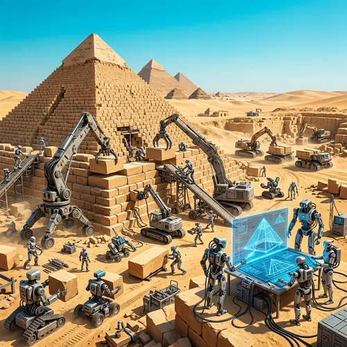 Robotic Creations: Building the Grand Pyramids in the Desert