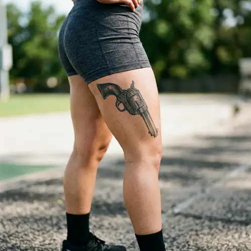 Feminine Athletic Thigh Tattoo Art