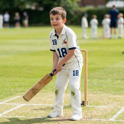 Young Boy Cricket Jersey with Bat | Excited Cricket Player