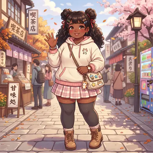 Cute Dark Skin Chubby Anime Girl Art