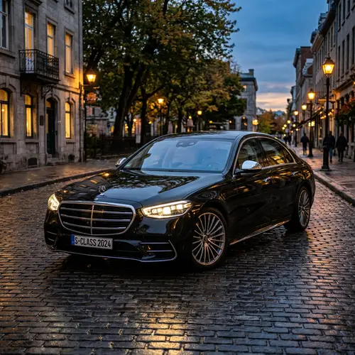 Luxury Mercedes-Benz-Inspired Black Automobile on Cobblestone Street