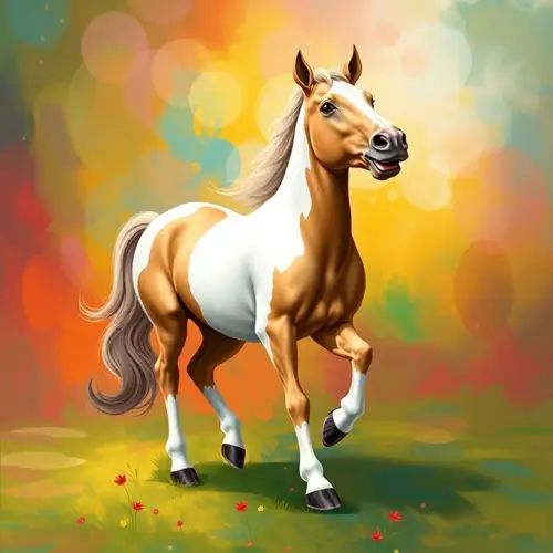 Whimsical Dancing Horse in Vibrant Colors