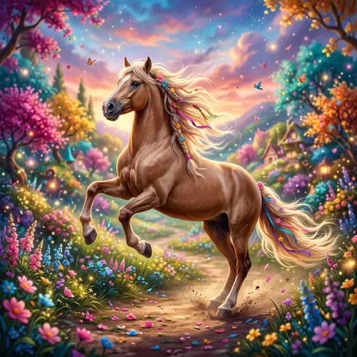 Whimsical Dancing Horse in Vibrant Colors