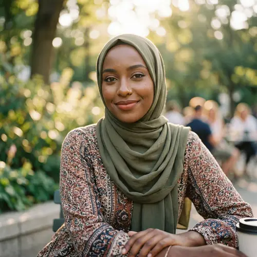 Beautiful Muslim Woman in Hijab with Piercings