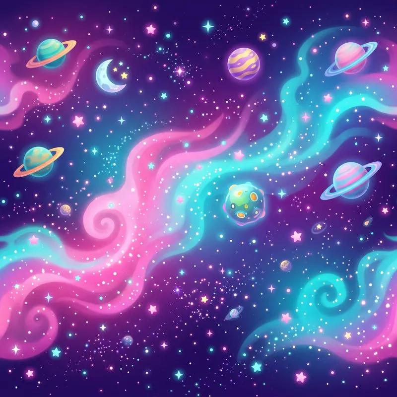 Cute 2D Cartoon Space Background for Games