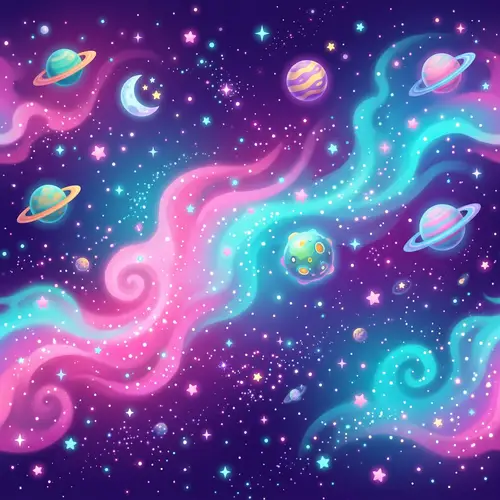 Cute 2D Cartoon Space Background for Games