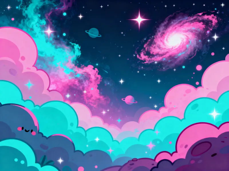 Cute 2D Cartoon Space Background for Games Cute 2D Cartoon Space Background for Games