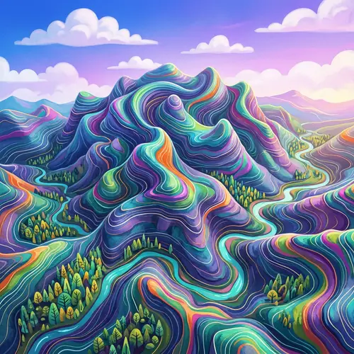 Majestic Mountain Range | Vibrant & Surreal Colors