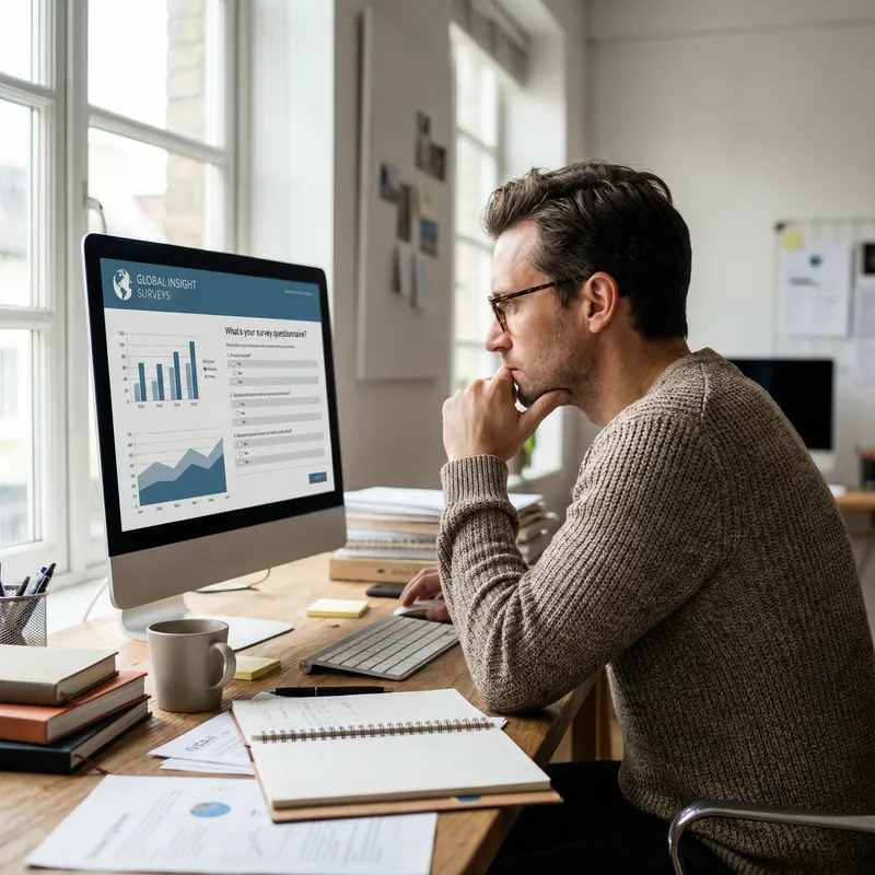 High-Resolution Studio Portrait | Person Focused on Computer Screen | Genuine Expression