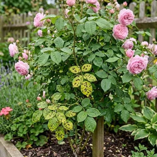 Realistic Rose Bush with Black Spot Fungi Detailing