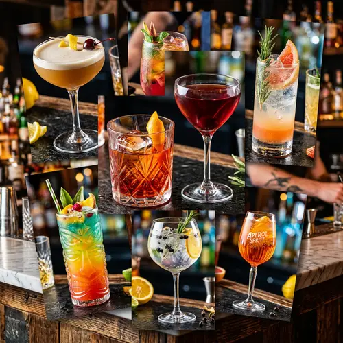 Vibrant Cocktail Glasses Collage | Bold Colors & Reflections