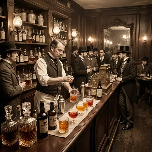 Historical 1800s Cocktail Bar Depiction | Rich Cocktail History