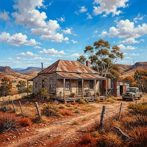 Run-Down Farmhouse in the Australian Outback