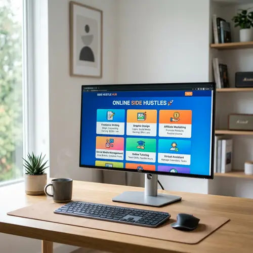 Contemporary Home Office with Online Side Hustles Art