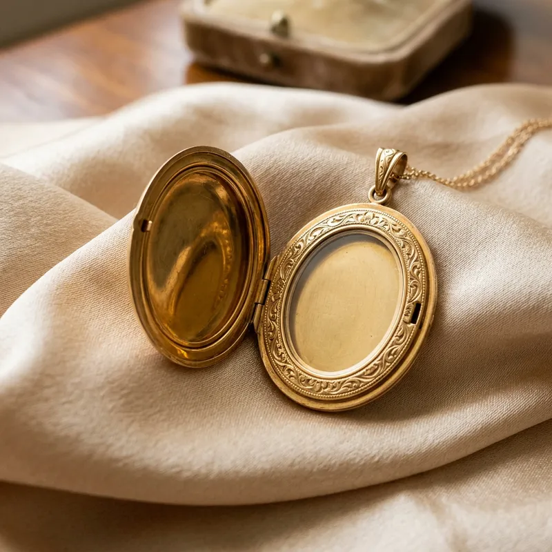 Elegant Gold Locket on Silk