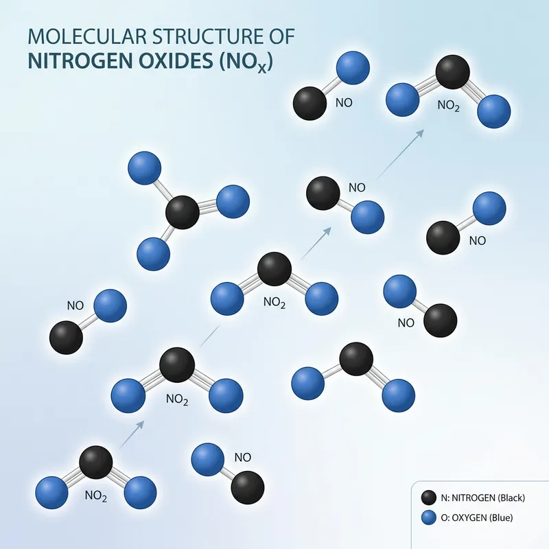 Color-Coded Molecular Structure of Nitrogen Oxides