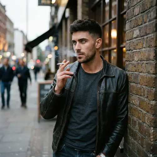 Handsome 30-Year-Old Male with Silver Eyes and Undercut