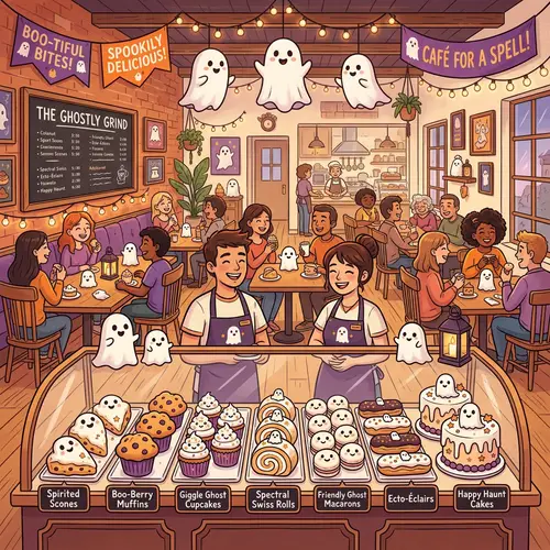 Magical Ghost-Themed Café with Delicious Pastries