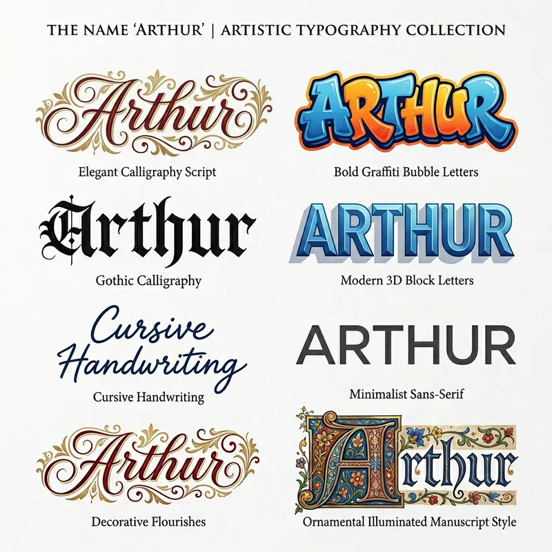 Artistic Styles of the Name Arthur Showcase