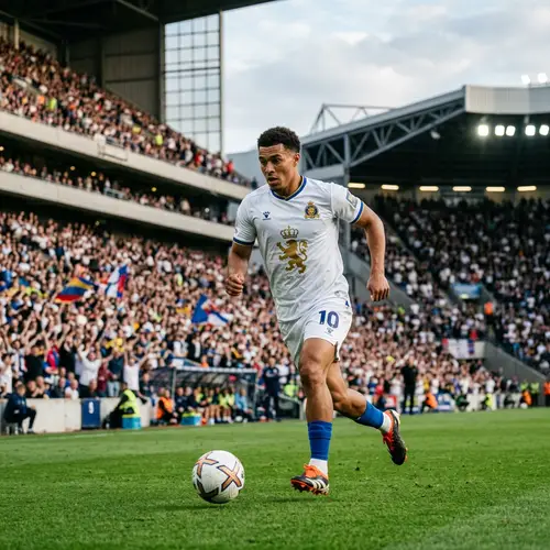 Agile Football Player in Action at Grand Stadium