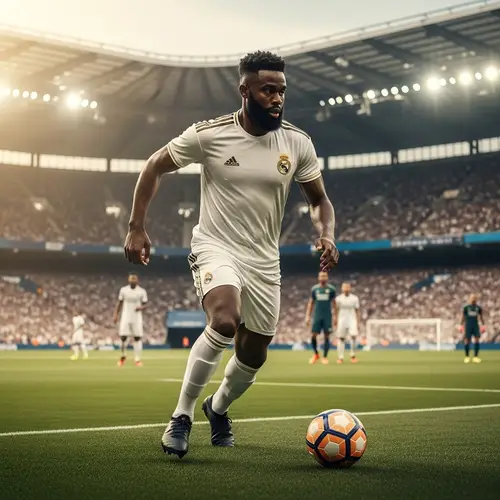 Agile Football Player in Action at Grand Stadium